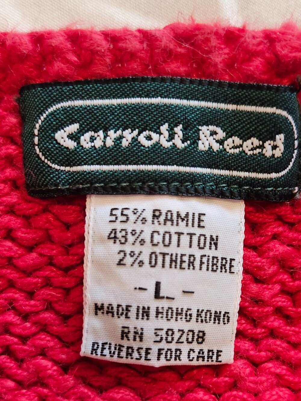 Vintage Carroll Reed Red Half Puff Sleeved Knit Sweater Size Large - Picture 5 of 5